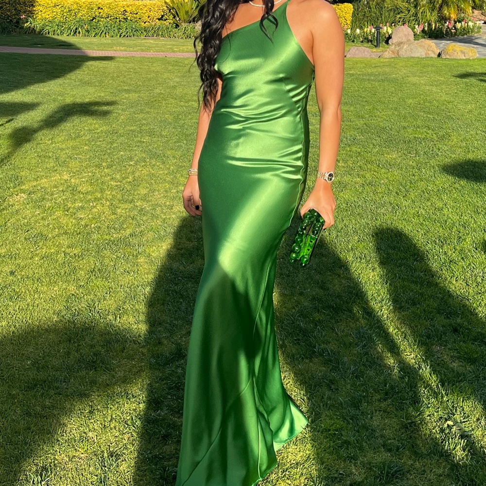 Galvan Roxy OneShoulder Satin Dress Gem